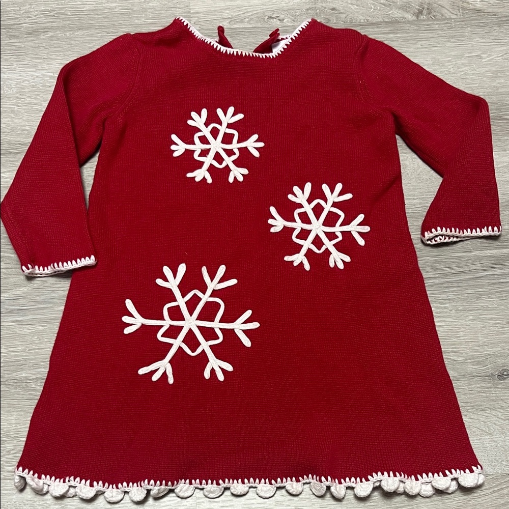 Hanna Andersson Red Dress with Snowflake Accents
